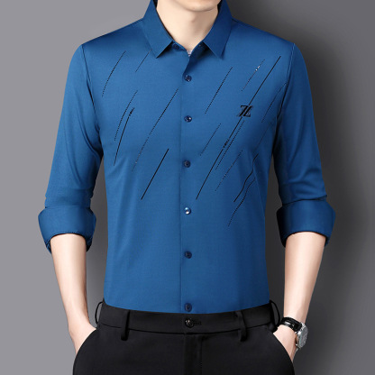 เสื้อโปโลแขนยาวผู้ชาย ยืดหยุ่นสูง ไม่ต้องรีด