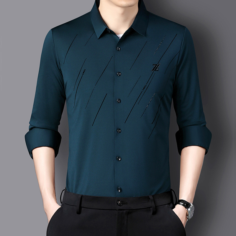 เสื้อโปโลแขนยาวผู้ชาย ยืดหยุ่นสูง ไม่ต้องรีด