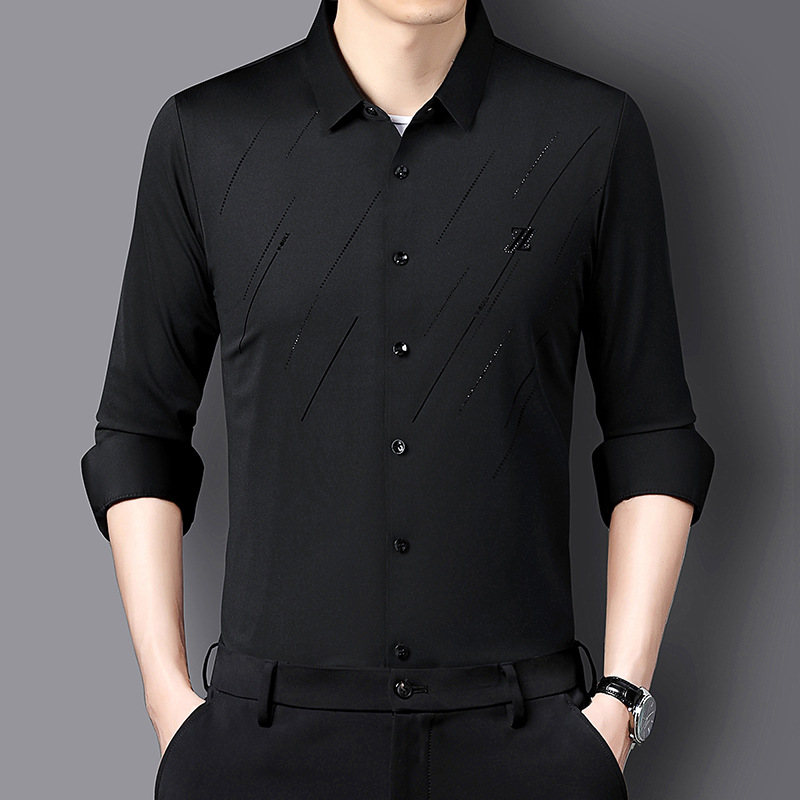 เสื้อโปโลแขนยาวผู้ชาย ยืดหยุ่นสูง ไม่ต้องรีด