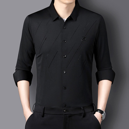 เสื้อโปโลแขนยาวผู้ชาย ยืดหยุ่นสูง ไม่ต้องรีด