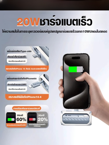 พาวเวอร์แบงค์แบบ3ใน1ชาร์จแบตเร็ว20W