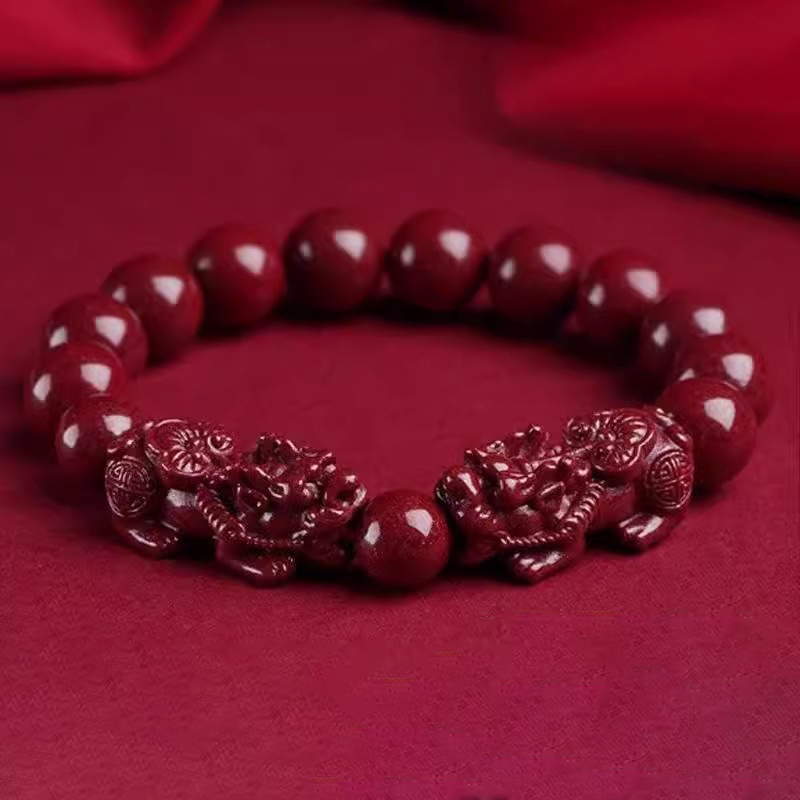 [ดึงดูดความมั่งคั่ง + รับทรัพย์  ] สร้อยข้อมือปี่เซียะซินนาบาร์นำโชค