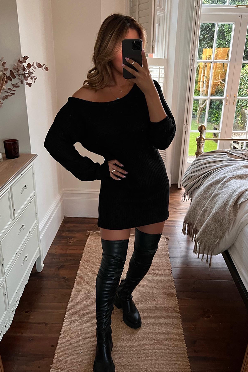 Off Shoulder Knitted Dress