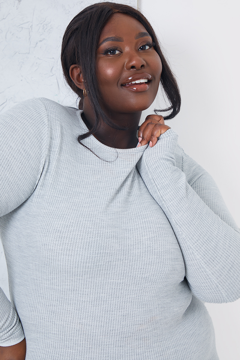 Ribbed Crew Neck Midi Dress