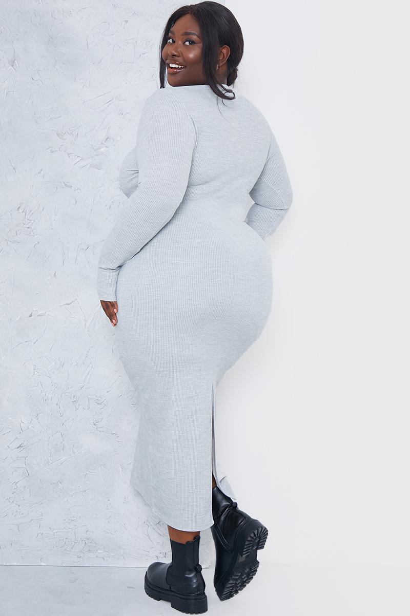 Ribbed Crew Neck Midi Dress