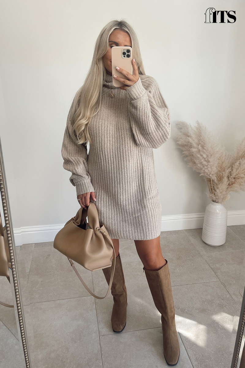 Knitted Roll Neck Jumper Dress
