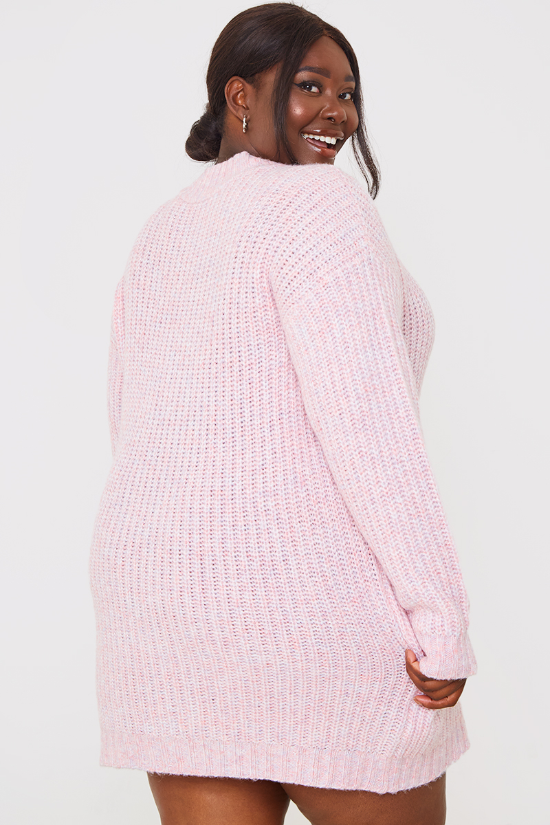 Recycled Space Dye High Neck Longline Knitted Jumper Dress