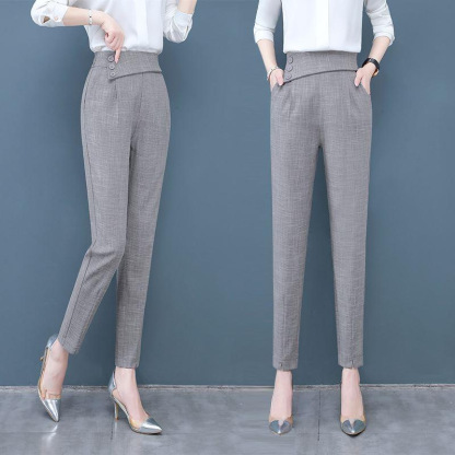 高腰顯瘦休閒九分哈倫褲女