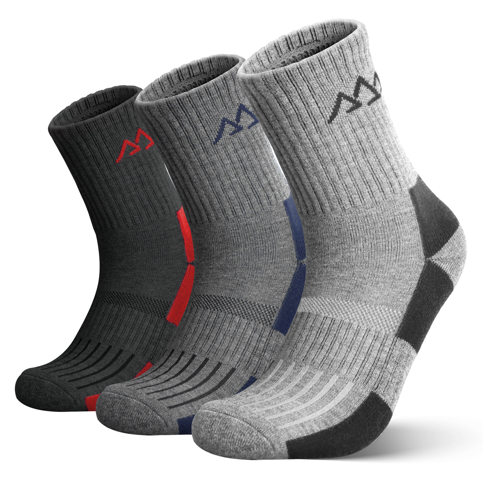 3 Pack Men's Merino Wool Micro Crew Half Cushioned Hiking Socks SS01M