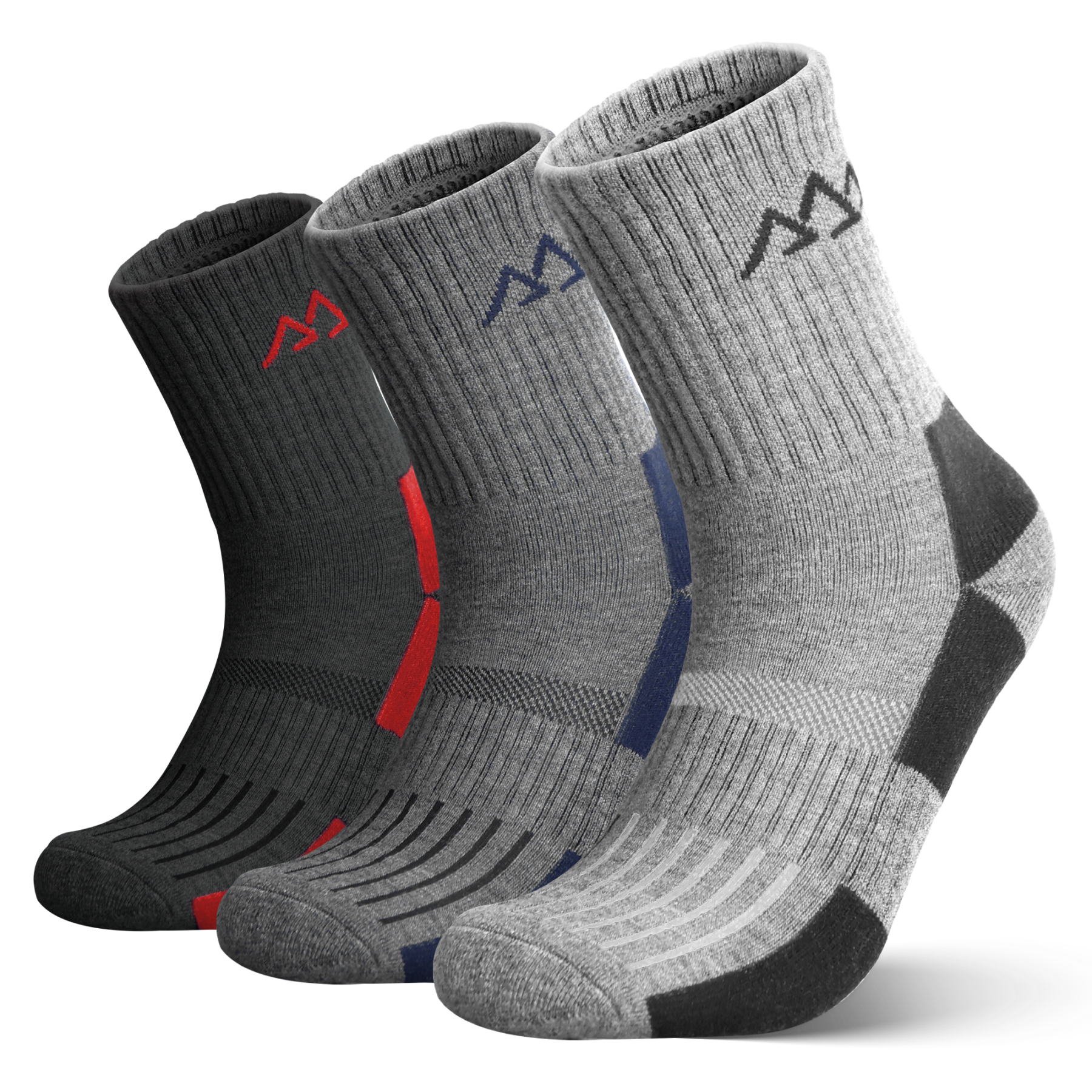 3 Pack Men's Merino Wool Micro Crew Half Cushioned Hiking Socks SS01M