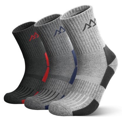 3 Pack Men's Merino Wool Micro Crew Half Cushioned Hiking Socks SS01M