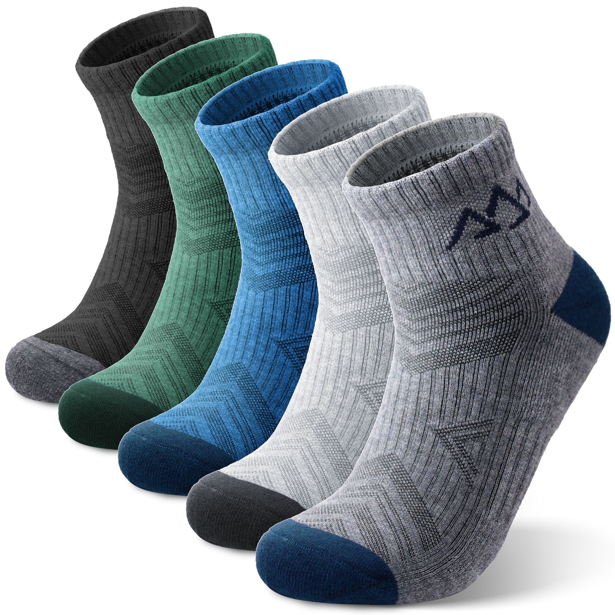 5 Pack Men's Merino Wool Quarter Hiking Running Socks Target Cushioned SS13M