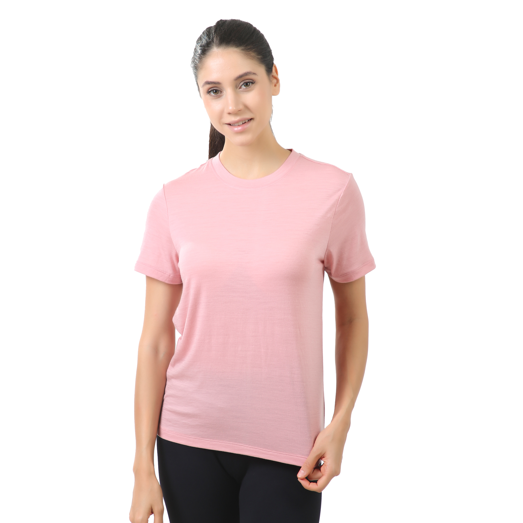 Women's Merino Wool T-shirt 150 Short Sleeve Crew Pink