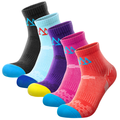 5 Pack Women's Merino Wool Hiking Socks Quarter Half Cushioned SS03F