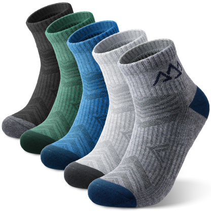 5 Pack Men's Merino Wool Quarter Hiking Running Socks Target Cushioned SS13M