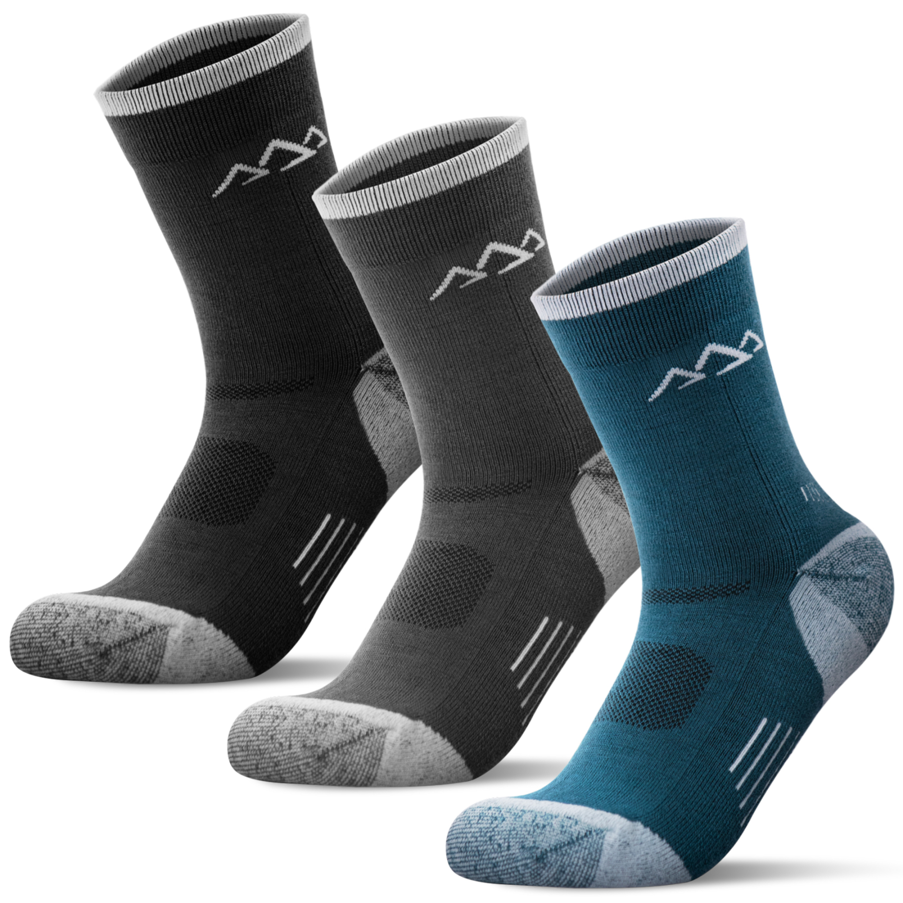 3 Pack Men's Merino Wool Micro Crew Half Cushioned Hiking Socks SS02M
