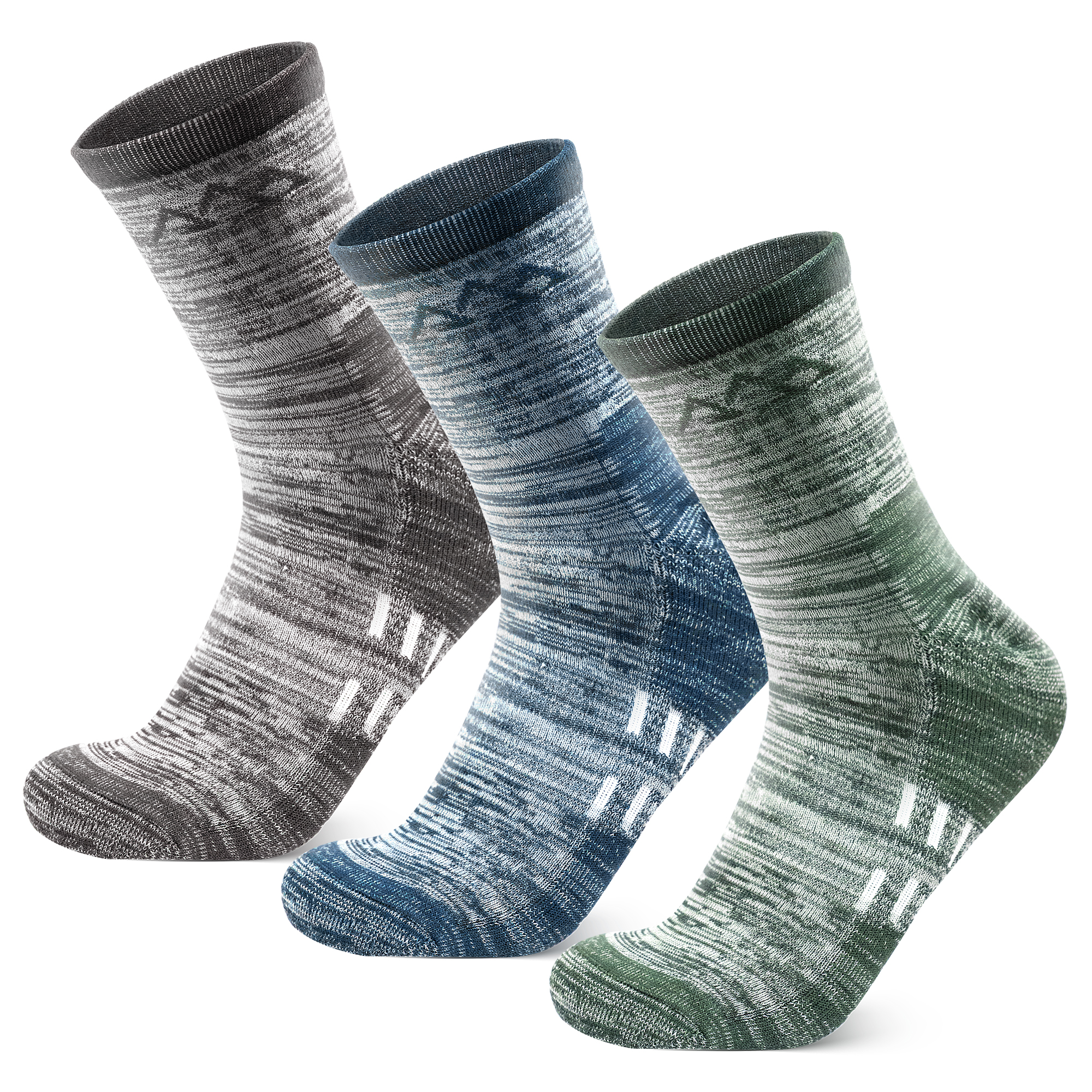 3 Pack Men's Merino Wool Micro Crew Half Cushioned Hiking Socks SS10M