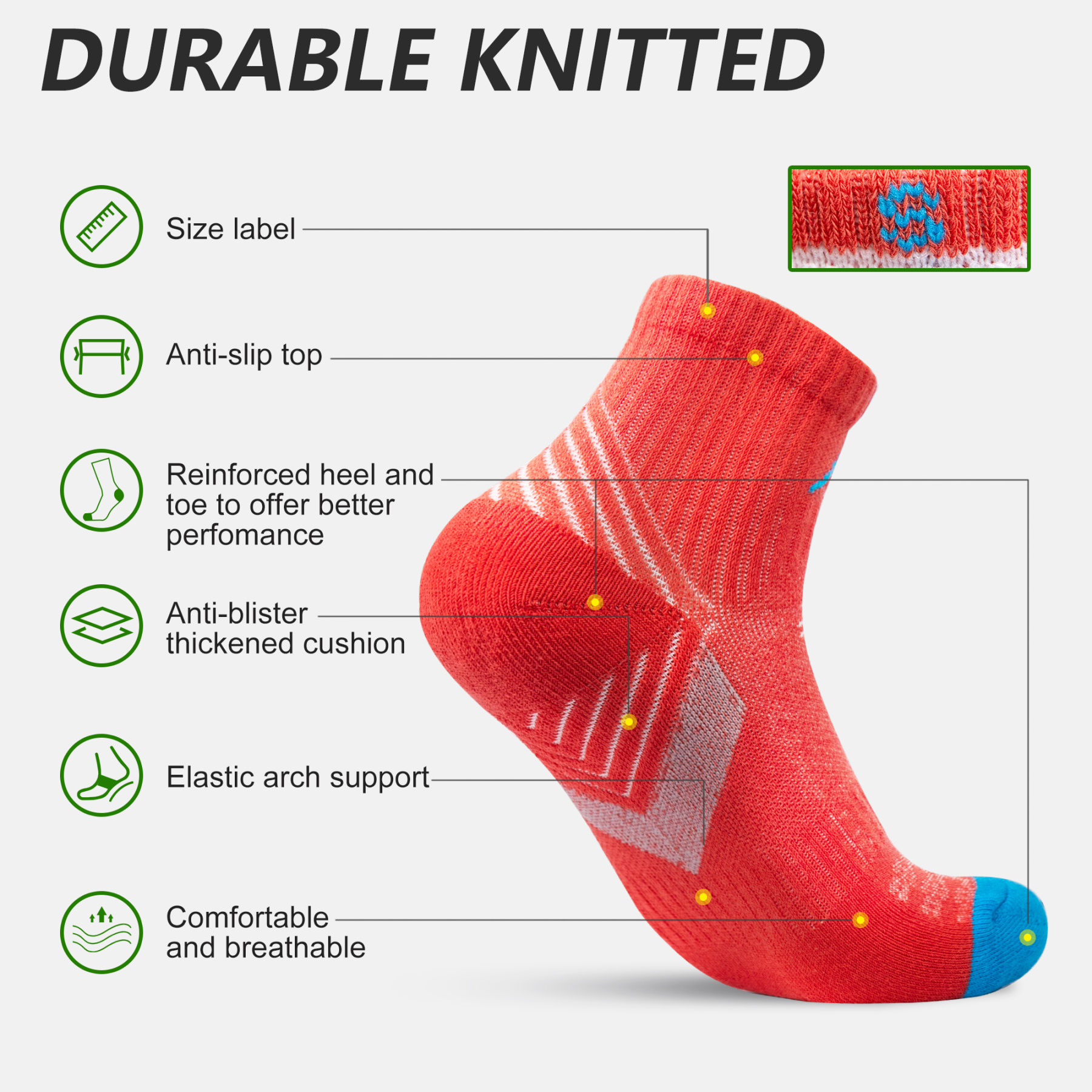 5 Pack Women's Merino Wool Hiking Socks Quarter Half Cushioned SS03F