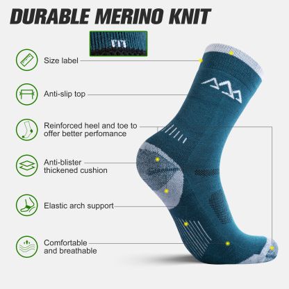 3 Pack Men's Merino Wool Micro Crew Half Cushioned Hiking Socks SS02M