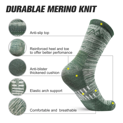 3 Pack Men's Merino Wool Micro Crew Half Cushioned Hiking Socks SS10M