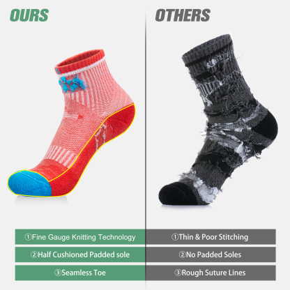 5 Pack Women's Merino Wool Hiking Socks Quarter Half Cushioned SS03F