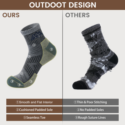 5 Pack Men's Merino Wool Quarter Hiking Running Socks Target Cushioned SS13M