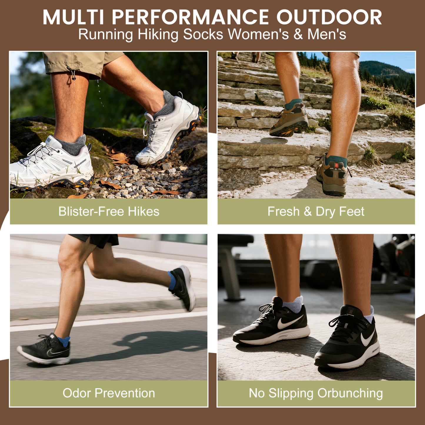 5 Pack Men's Merino Wool Ankle No Show Hiking Running Socks Target Cushioned SS15M