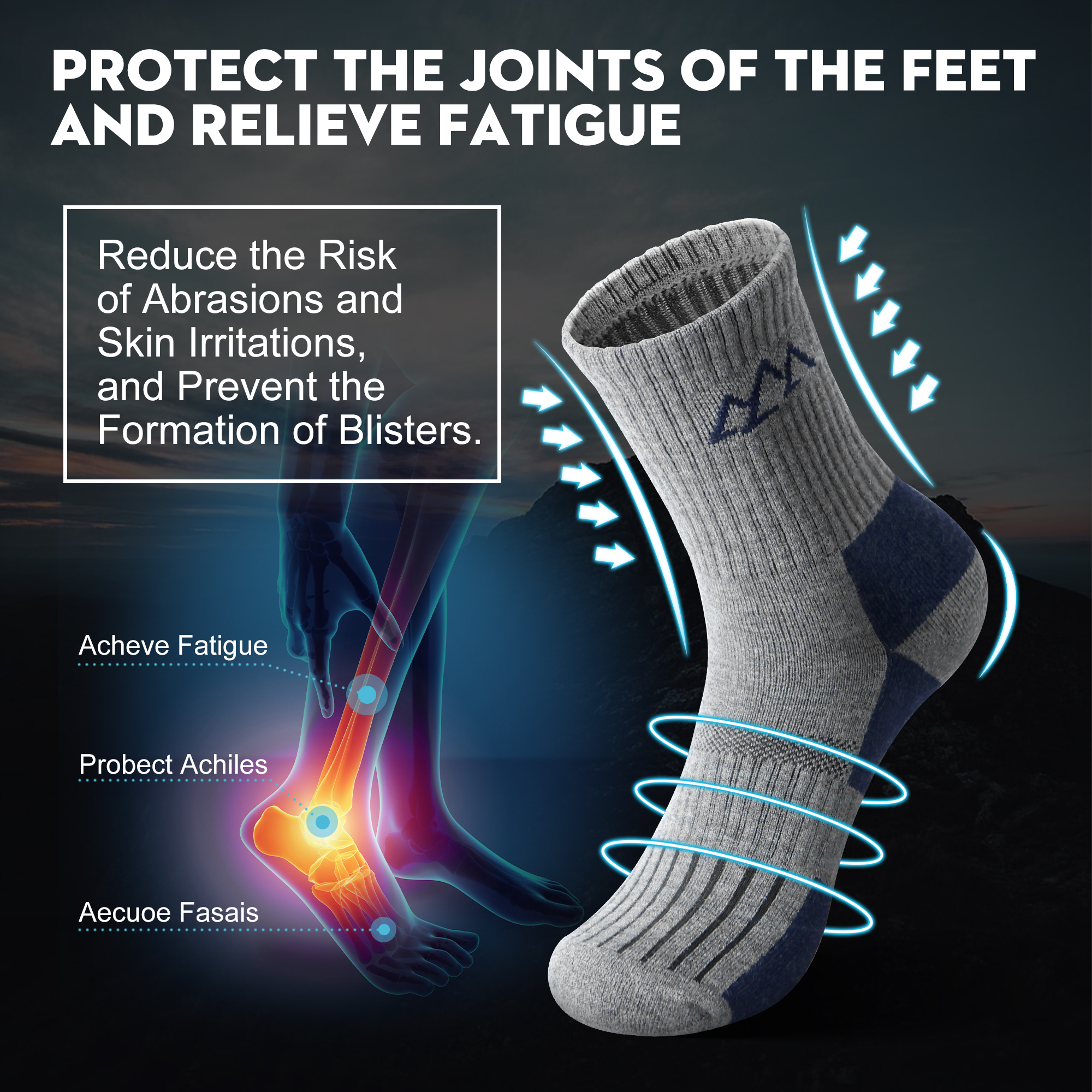 3 Pack Men's Merino Wool Micro Crew Half Cushioned Hiking Socks SS01M