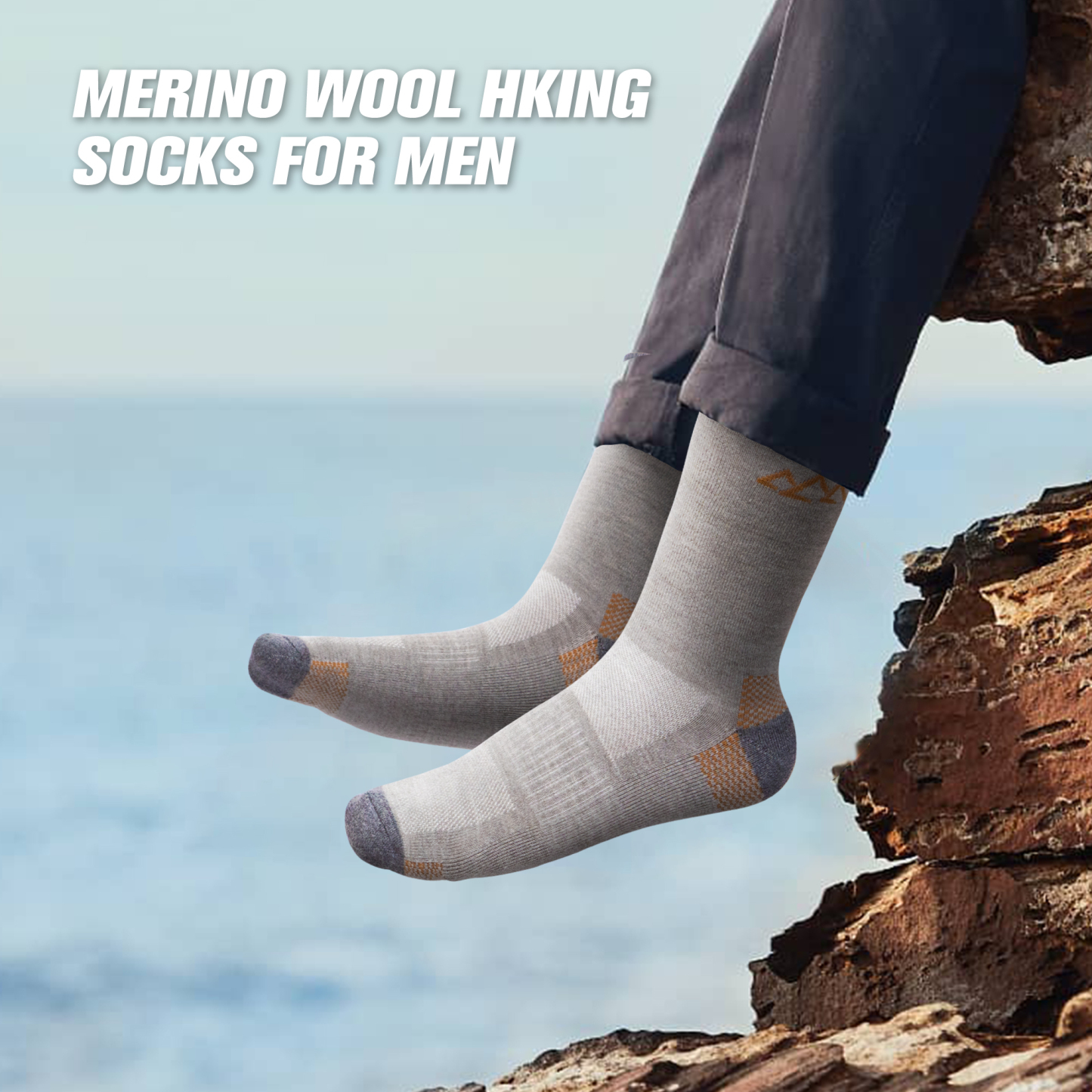 3 Pack Men's Merino Wool Micro Crew Half Cushioned Hiking Socks SS09M