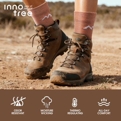 3 Pack Women's Merino Wool Micro Crew Half Cushioned Hiking Socks SS02C