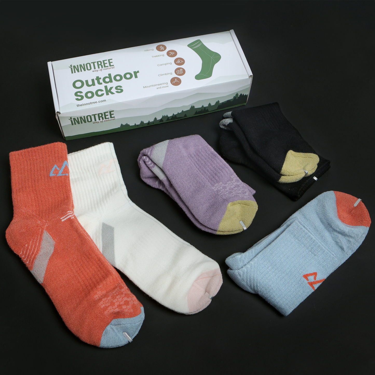 5 Pack Women's Merino Wool 1/4 Sock Shorty Half Cushioned Hiking Socks SS12F