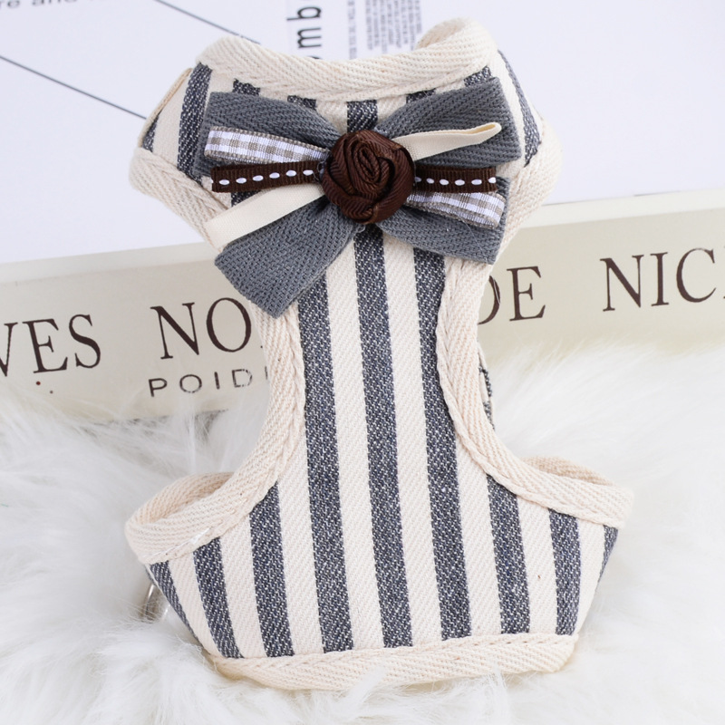 灰條紋蝴蝶結護胸式拉胸帶