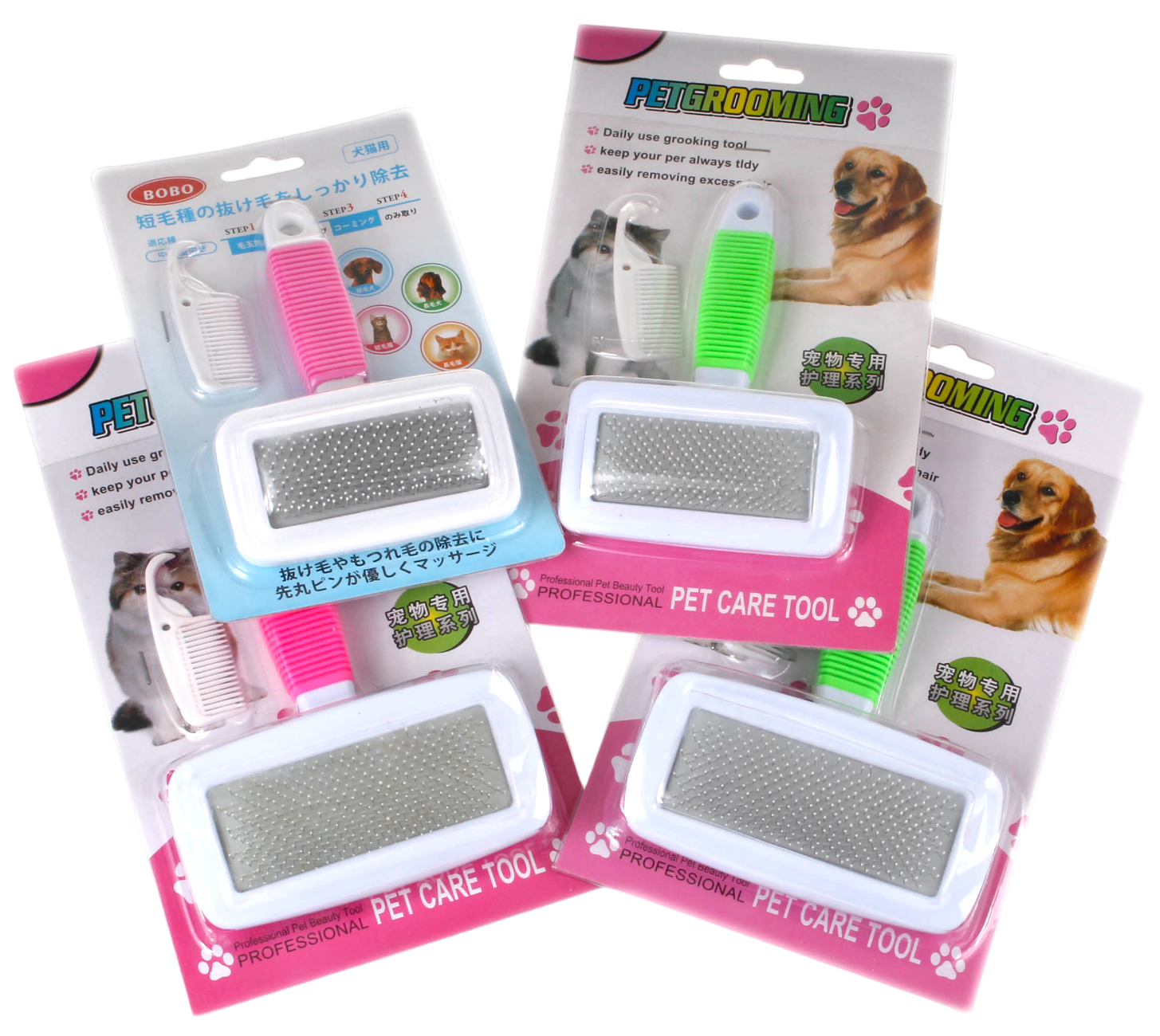 粘珠式粉彩膠柄針梳