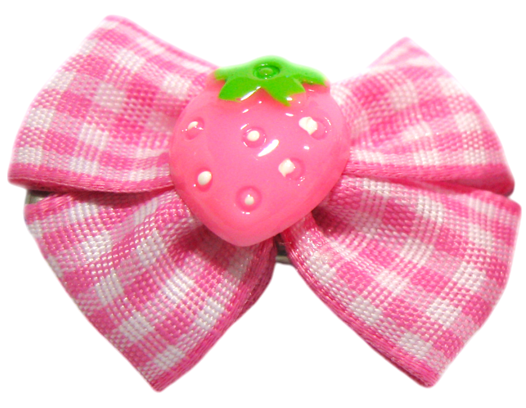 Lovabledog 草莓格子精緻寵物髮夾