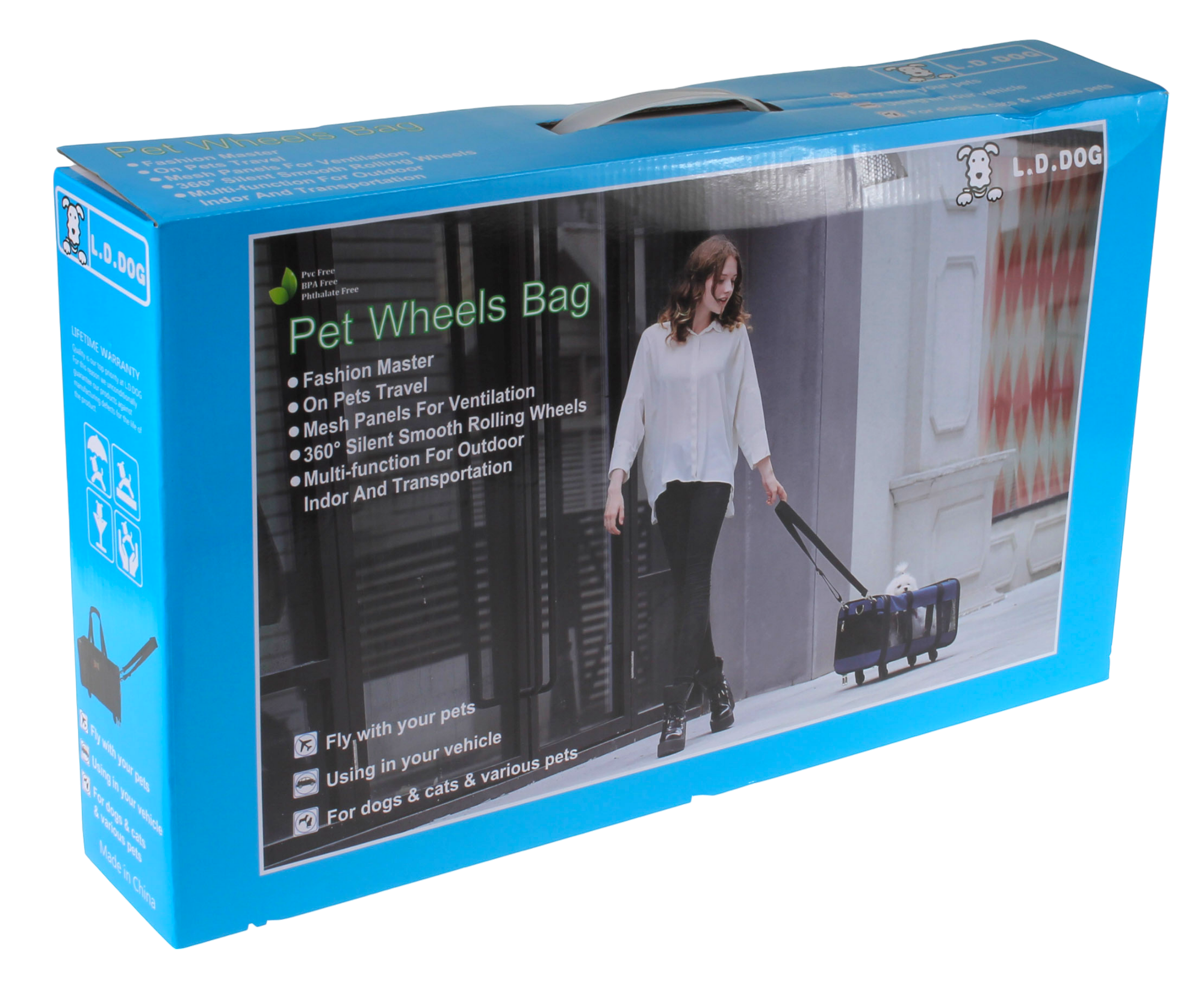 Lovabledog多用途四輪寵物包(全拉鏈)(附可裝拆輪子)