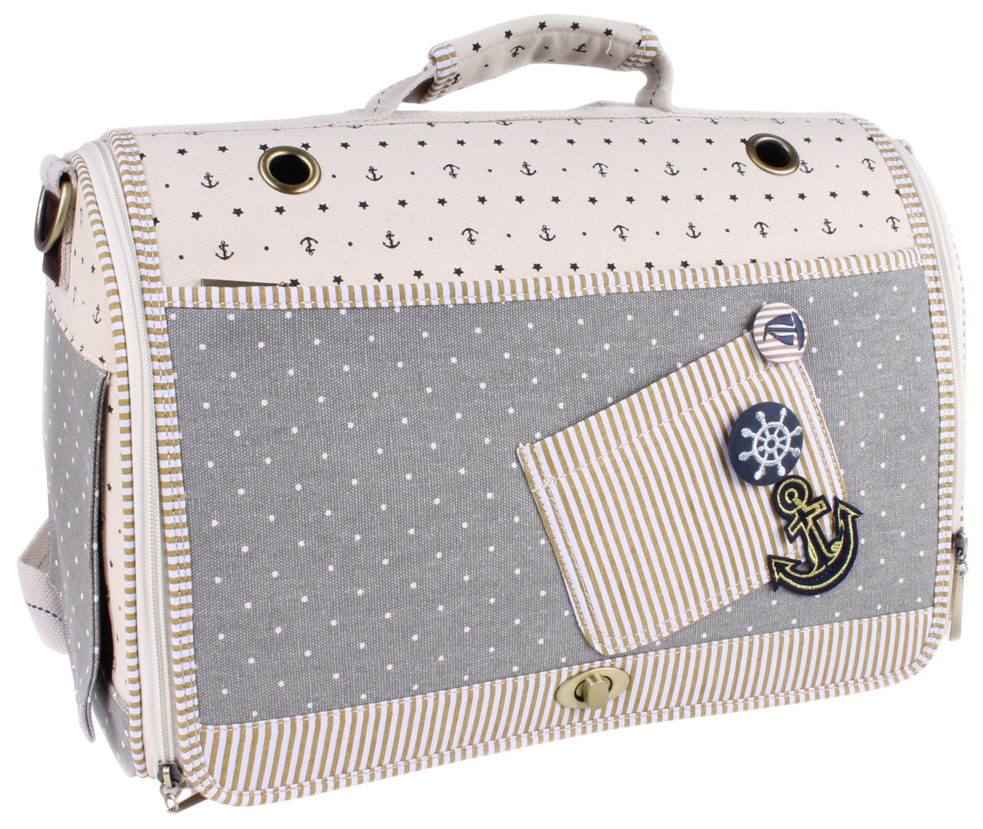 Royal Want 水手紋章波點兩用寵物背包 (全拉鏈)(全遮光)