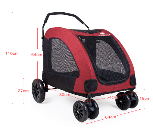 DODOPET超大型寵物手推車(加強版後輪)前後雙門