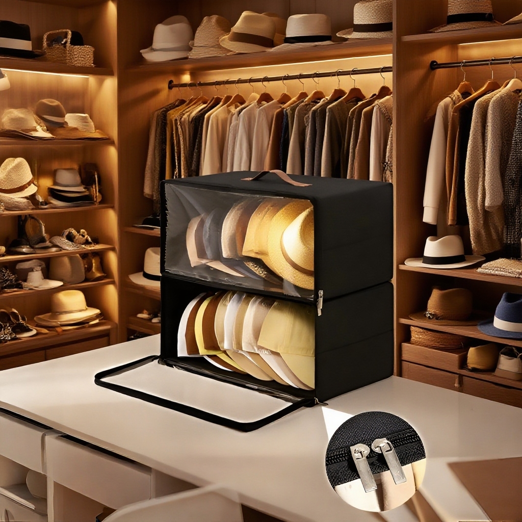 不織布野球帽収納ボックス雑貨収納整理ジッパー帽子ボックス布収納ボックス