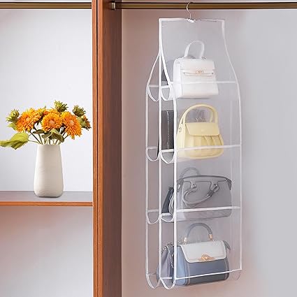 吊り下げ収納 カバン 収納 4段式 折りたたみ 鞄 収納 両面収納 8個収納可能