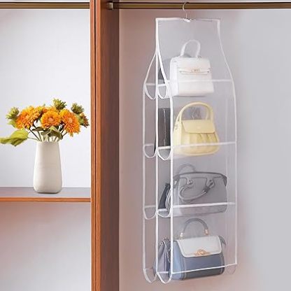吊り下げ収納 カバン 収納 4段式 折りたたみ 鞄 収納 両面収納 8個収納可能