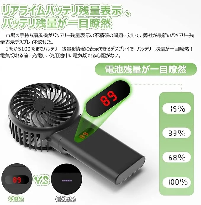 携帯扇風機 卓上扇風機 手持ち扇風機静音