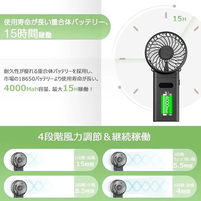 携帯扇風機 卓上扇風機 手持ち扇風機静音