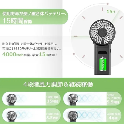 携帯扇風機 卓上扇風機 手持ち扇風機静音