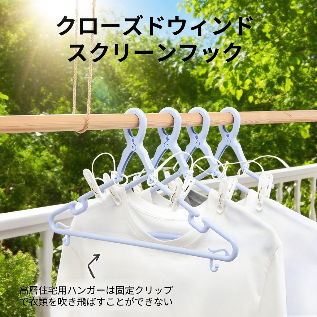 高層防風クリップ付きハンガー｜厚手プラスチック屋外物干しハンガー