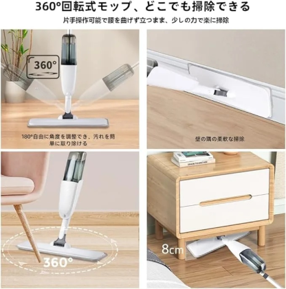 スプレーモップ 乾湿両用 吸水モップ 500ml 大容量 片手操作