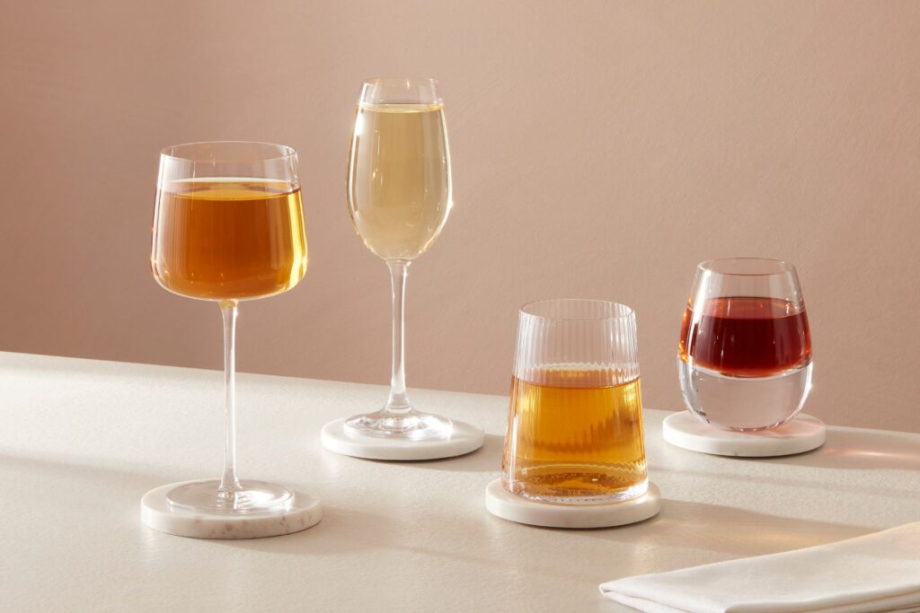 Four glasses of cold brew tea