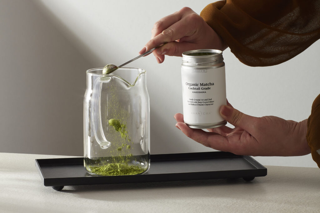 AVANTCHA Matcha Ceremonial Grade Kagoshima Natural Farming 80g in Iced Matcha Latte