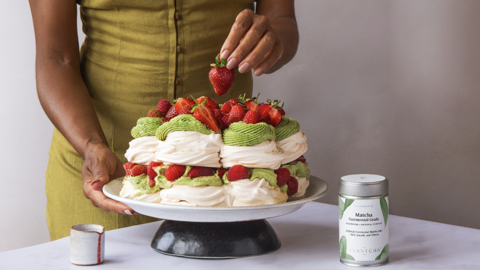 Organic Matcha Cocktail Grade Kagoshima in Matcha Summer Berry Pavlova