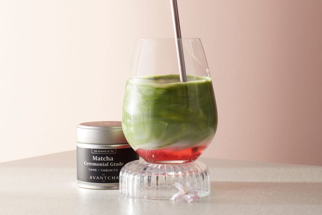 Iced Sakura Matcha Latte with AVANTCHA Matcha Ceremonial Grade Yame Yabukita