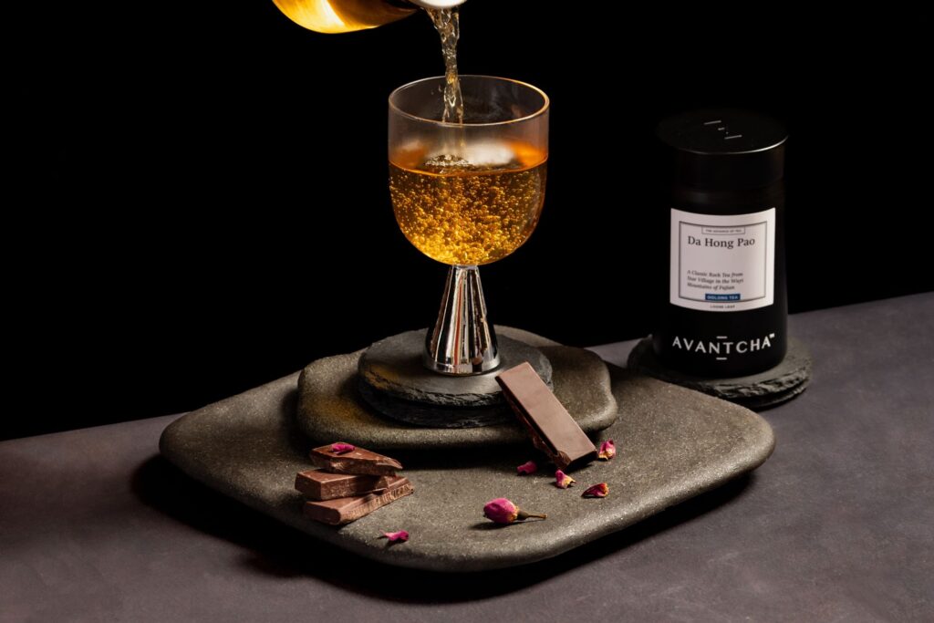 Damask Rose Chocolate paired with Da Hong Pao